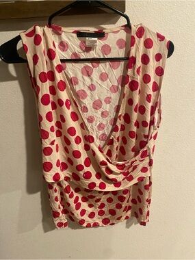 Les Copains pink polka dot print blouse size XL